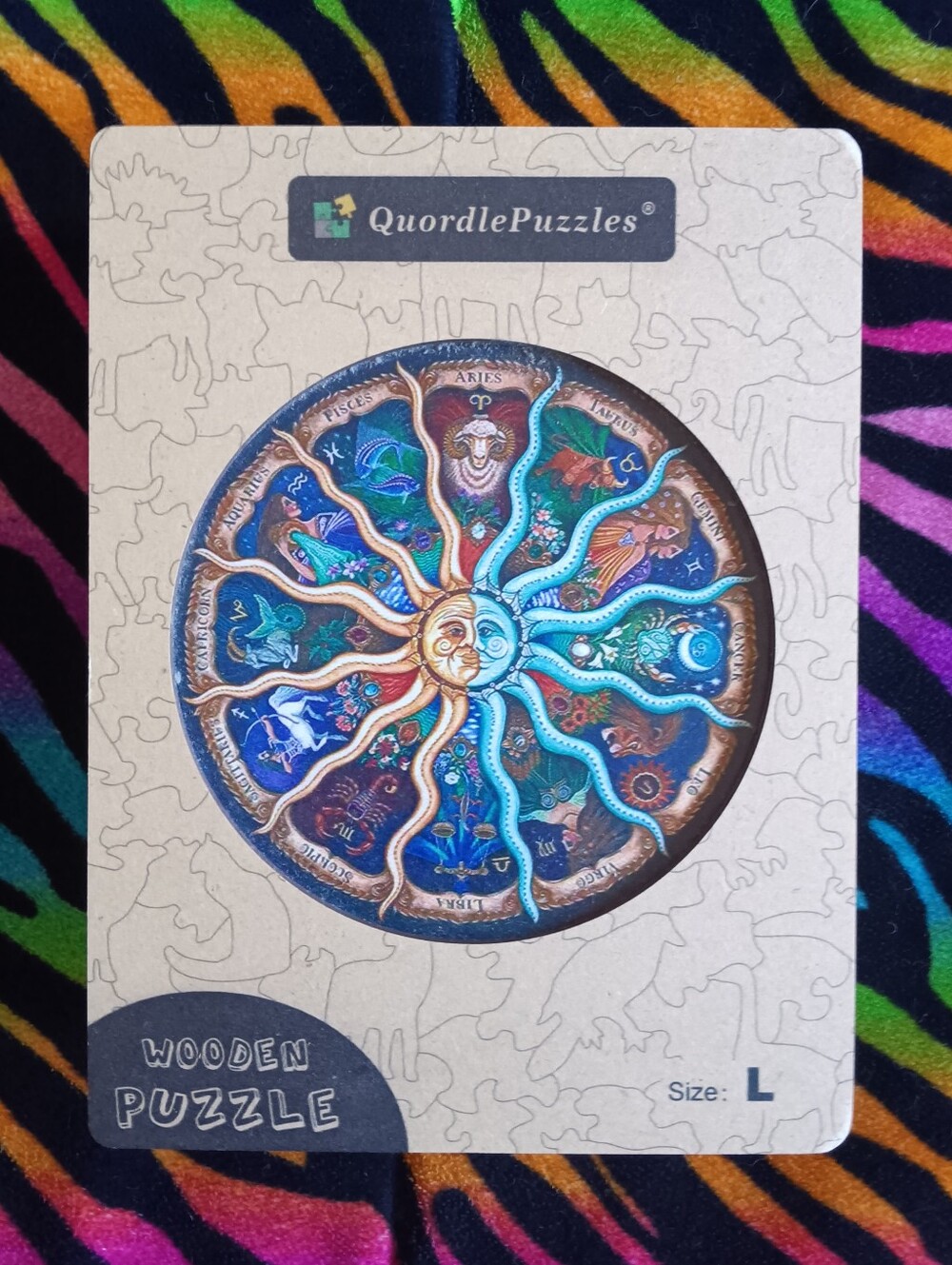 ✨️💙 NIB QuordlePuzzles Celestial Zodiac Wooden Jigsaw Puzzle Size L Large